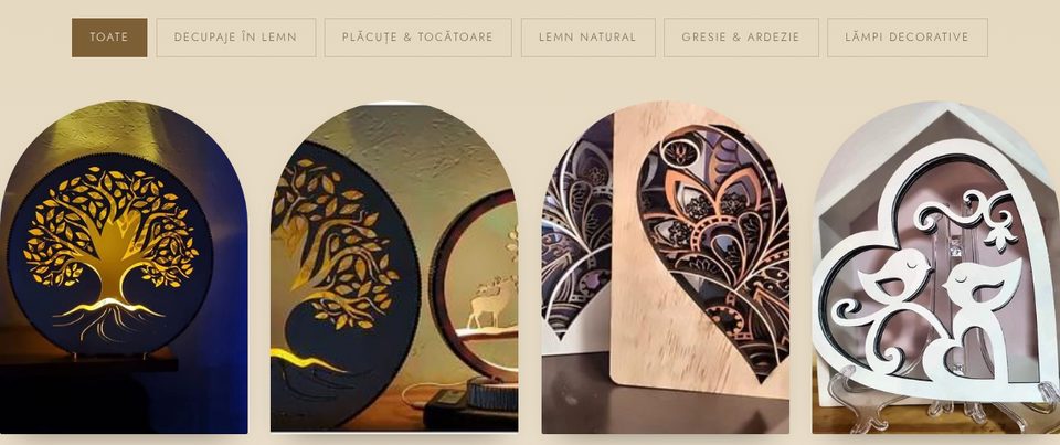 Galeria site-ului My Hobby, cu filtre pe categorii